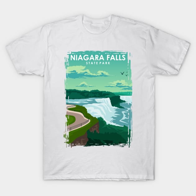 Niagara Falls State Park Travel Poster T-Shirt by jornvanhezik